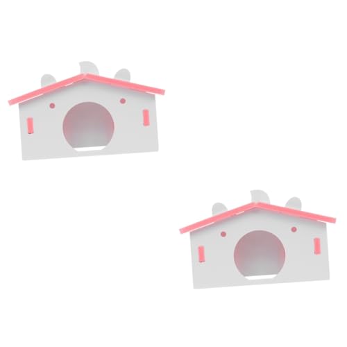 Beavorty 2 STK Hamster Nest Schlafhaus Spielset aus Holz Haustiernest Chinchilla-Häuser rosa Hamster Spielzeuge Hamsterhaus Hamsterkäfig Goldener Bär Hamsternest Wippe Haustierkäfig hölzern von Beavorty