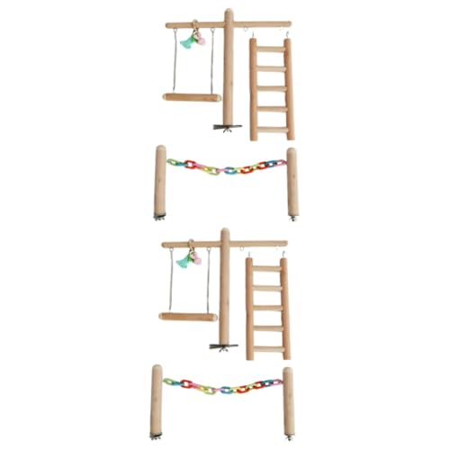 Beavorty 2 Sets Papageienspielzeug-Set Vögel Reißspielzeug Holzschaukel Papageienspielplatz Kauspielzeug Papageien-nagespielzeug Spaß Für Nymphensittiche Sittiche von Beavorty