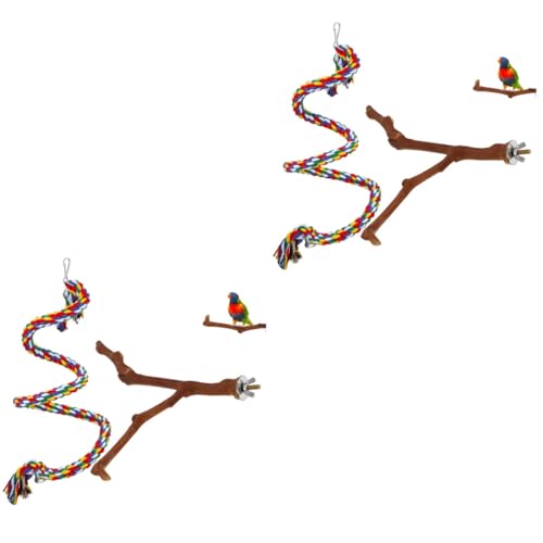 Beavorty 2 Sätze Papagei Spielzeug Vogel Stehplatz Sittich klettert auf einen AST Vogelkäfig Spielzeuge Papageienständer Vogelstangen Zweig Barsch Schleifstab Vögel Zubehör von Beavorty