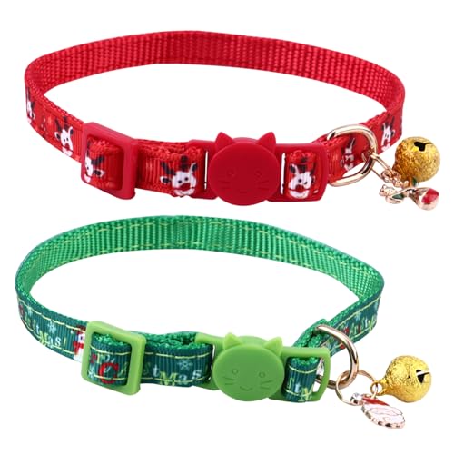 Beavorty 2stücke Verstellbare Weihnachtskatzenhalsbänder Pet Christmas Costume Für Festliche Anlässe Und Leicht Und Für Auffällige Weihnachts-Outfits von Beavorty