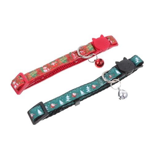 Beavorty 2 Stücke Weihnachten Katze Kragen Haustier Kragen Grün Weihnachten Baum Rot Santa Pet Liefert von Beavorty