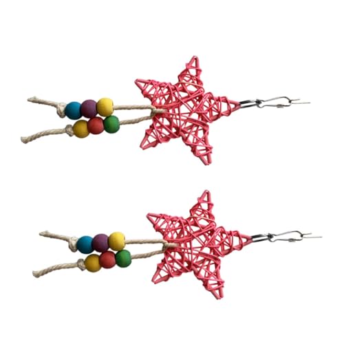 Beavorty Papageien-Spielzeug-Set 2-teiliges Rattan-kauspielzeug Vogel-Spielzeug Haustierbedarf Leuchtende Farbe Relief von Beavorty