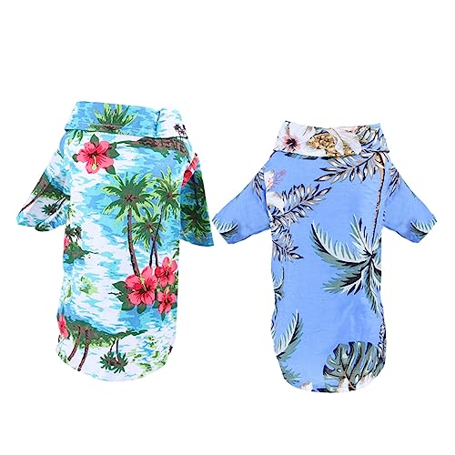 Beavorty 2pcs Hund Kleidung Haustier Hawaiian Shirt Stilvolle Pet Shirts Komfortable Kühlung Hund Shirts von Beavorty