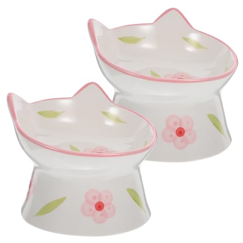 Beavorty Mehrzweck-Set Mit Erhöhten Futternäpfen Für Haustiere – 2er-Pack Keramik-Futter- Und Wassernäpfe Für Katzen Erhöhter Katzennapf Langsamer Futterspender Für Katzen von Beavorty