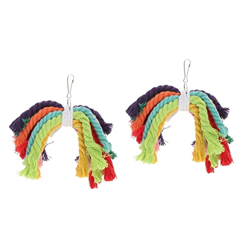 Beavorty 2stücke Papageien Spielzeug Aus Baumwolle Bunte Kaureiße Für Vögel Hängendes Käfigzubehör Zur Beschäftigung Aktivität von Beavorty