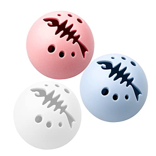 Beavorty 3er-Pack Kätzchen-spielbälle Pädagogisches Katzenspielzeug Fischgrätenmuster für Das Spielen Von Haustieren Im Innenbereich Leuchtende Funktion für Spaß von Beavorty