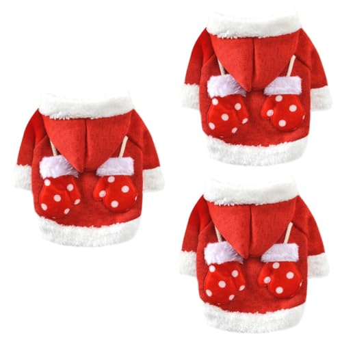 Beavorty 3 STK Weihnachtspullover Weihnachtskleidung für Hunde Welpen-Weihnachtsmann-Kostüm Kleiner Hundepullover roter Kapuzenpullover hundekleidung Weihnachten Haustier Hund von Beavorty