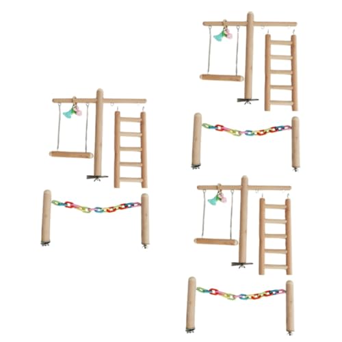 Beavorty 3 Sets Papagei Schaukel Spielzeug Vogel Reißen Kauen Spielzeug Papagei Spielplatz Holz Schaukel Übung Spielen Käfig Zubehör von Beavorty