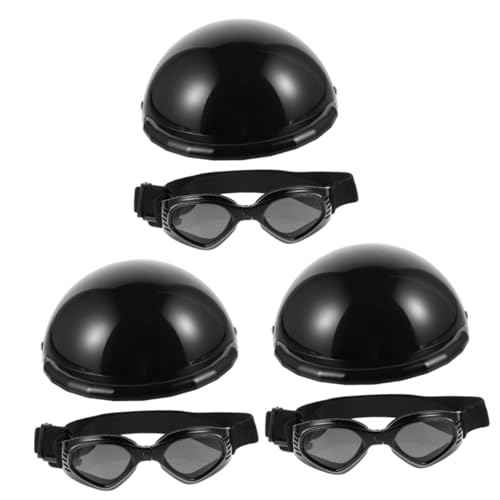 Beavorty 3 Sets Haustierprodukte Sicherheitshut Hund Abs-Kunststoff Hundebrille Kit Für Modisches Haustierzubehör von Beavorty
