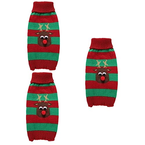 Beavorty 3st Kleine Hunde-Outfits Party-hundetuch Feiertagskatze Haustierkleidung Pullover Für Kleine Hunde Welpen-Outfits Hundeweihnachtspullover Rot Weihnachten Hundekleidung von Beavorty