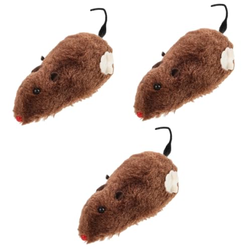 Beavorty 3St realistisch aussehende Mäuse Spielzeug für Kätzchen Rennmäuse aufziehen Themberchaud-Plüsch Haarstäbchen bewegliches Spielzeug bewegende Haustier Uhrwerk von Beavorty