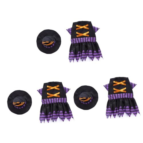 Beavorty 3-teiliges Hunde-Halloween-Outfit Hexenkostüm Hunde Haustier-Halloween-Party-Kleidung – Langlebige Hexenkostüme Für Welpen Größe L von Beavorty