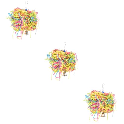Beavorty 3 Stück Haustier-schaukel-kauspielzeug Vogel-kauspielzeug Für Papageien Hängendes Papageienspielzeug Glocken-Papier-vogelspielzeug Lustig Und Sicher Für Papageienspiele von Beavorty