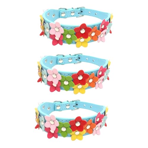 Beavorty 3st Pu-haustierhalsband Haustierhalsband Doppelreihe Kettenblatt von Beavorty
