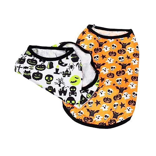 Beavorty 4 Stück Haustierweste Feiertags-Welpen-Shirt Skelett-Hund-Shirt Hemd Muskelshirt Kleider Halloween-Hundekleidung Atmungsaktive Hundeweste Haustier Hund Kapuzenpullover von Beavorty