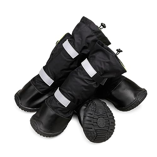 Beavorty 4 Stück Outdoor-Schneestiefel Für Hunde Haustierschuhe Für Hunde – Wanderstiefel Verstellbarer Verschluss Schwarz Größe Xs von Beavorty