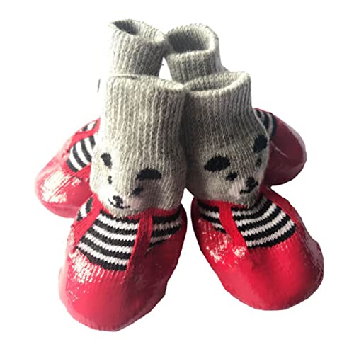 Beavorty Socken Hundehaustierschuhe 4er-Pack Nicht-hundesocken Für Pfoten Mit Cartoon-Aufdruck M Rot Beavorty Socken Hundehaustierschuhe 4er-Pack Nicht-hundesocken Für Pfoten Mit Cartoon-Aufdruck M Rot von Beavorty