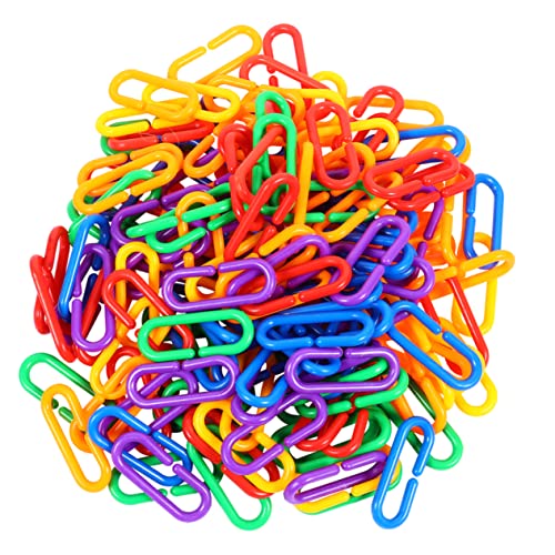 Beavorty 500 Stück geometrische Kettenschnalle c-Links Zuckerlinks Bunte Verbindungen Kinderspielzeug Spielzeuge Papageien-Links Kettenglieder kauen die Kette Blöcke von Beavorty