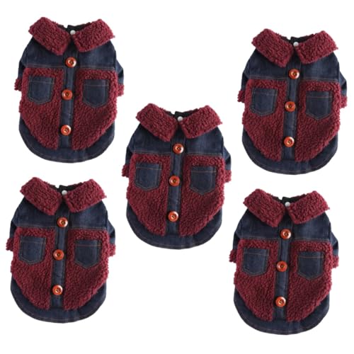 Beavorty 5st Kleidung Für Haustiere Entzückendes Hundekleid Warmhaltende Hundebekleidung Kostüm Hundehoodies Für Kleine Hunde Winter-welpen-Jeans Jacke Warm Halten Polyester Haustierzubehör von Beavorty