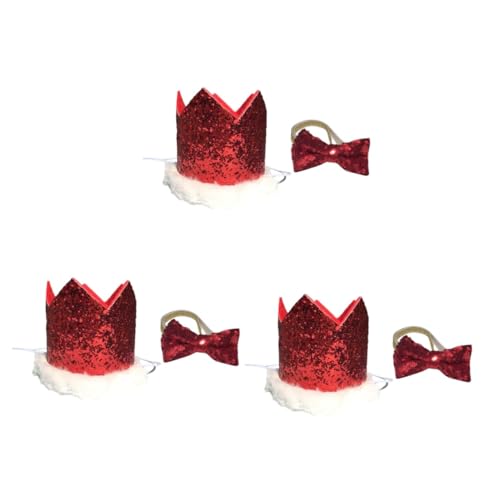 Beavorty 6 STK Weihnachten Schleife Kragen Hund Haustierkrawatte Haustierhut Weihnachtskrawatten Haustier-Partyhut Haustier-Party-Krawatte die Katze Weihnachtsmütze Kleidung binden rot von Beavorty