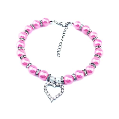 Beavorty Perlenkette Halsketten Haustier-Halskette Schmuck für Haustiere Hund Halskette Katzenhalskette Liebe Anhänger von Beavorty