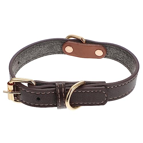 Beavorty Hundehalsband Aus Leder Haustierhalsband Verstellbarer Gürtel D-niete Modische Glocke für Große Hunde von Beavorty