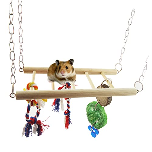 Beavorty Papageienspielzeug Eichhörnchen Spielzeug Vogel Kletterleiter Hängebrücke Für Kleintiere Nymphensittich-Spielzeug Spielzeug Für Hamster Meerschweinchen Kleine Tiere Hölzern von Beavorty