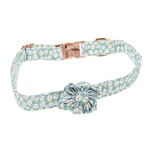 Beavorty Niedliches Hundehalsband mit Gänseblümchen-Muster Weiches Baumwoll-haustierhalsband mit Roségold-Clip für Partys und Feiertage von Beavorty