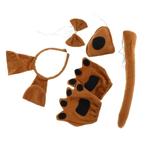 Beavorty Hundekostüm für Kopfband Fliege Nase und Handschuhen Weiche Atmungsaktive Tier Cosplay Accessoires für Halloween Kostümparty und Rollenspiele von Beavorty