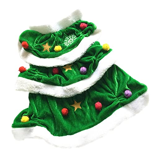 Beavorty Kleidung für kleine Hunde Weihnachtskleidung für Haustiere grünes Outfit Weihnachtsmann-Kleid Mäntel Hundekleid in Weihnachtsbaumform Hundekleid für Festival Winter Mantel Rock von Beavorty
