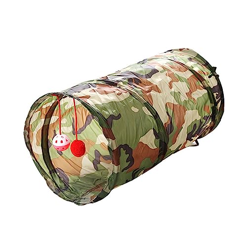 Beavorty Katzentunnelspielzeug 2 Einstiegspunkte Grünes Camouflage Haustier-spieltunnel Spaß Für Kätzchen Katzen Haustiere von Beavorty