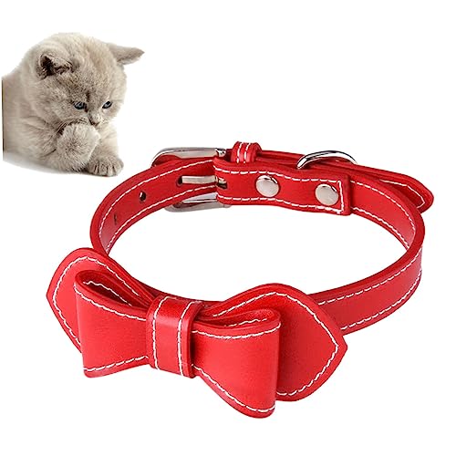 Beavorty Krawatte Halsband für Welpen einfache einfache Hundehalsbänder Kitten Halsband Hunde Haustier Hundehalsband PET-Pu-Kragen Hündchen Haustierzubehör rot Hundefliege von Beavorty