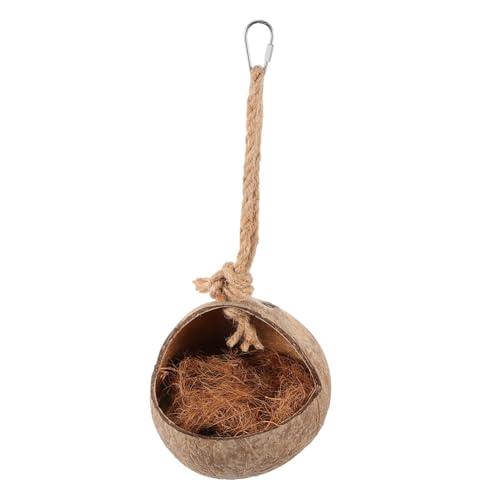 Beavorty Kokosnussschale Vogelnestschaukel Hängende Vogel-kokos-hängematte Papageiennest-Spielzeug von Beavorty