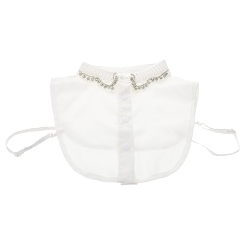 Beavorty Removable Blouse Collar Mit Strasssteinen Abnehmbarer Chiffon Fake Collar Für Damen Hemdkragen Für Pullover Und Jacken Vielseitiges Accessoire Für Frühling Herbst Und Winter von Beavorty