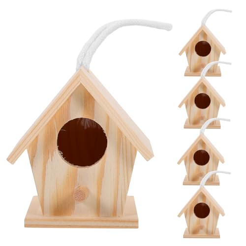 Beavorty 5st Dekoration Aus Holz Handgefertigte Vogelhäuschen Sparrow Nist Box. Hummingbird House. Einzigartige Vogelh?User Vogelfutteraufhänger Für Draußen Vogelhaus Zubehör Das Vogelnest von Beavorty