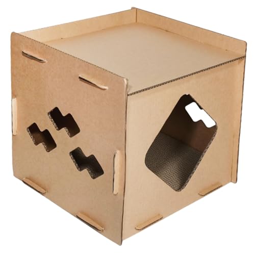 Beavorty Katzenhaus Aus Karton Doppellagiges Kratzkissen für Hauskatzen Kratzspielzeug Aus Hochdichter Wellpappe Beavorty Katzenhaus Aus Karton Doppellagiges Kratzkissen für Hauskatzen Kratzspielzeug Aus Hochdichter Wellpappe von Beavorty