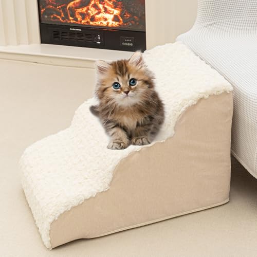 Kleine Hundetreppe für Couch, 40,6 cm hoch, Haustiertreppe, hochdichter Schaumstoff-Katzenrampe für Bett oder Sofa, leicht, langlebig, Komfort, 59,9 x 38,1 x 40,6 cm, 3 Etagen Kleine Hundetreppe für Couch, 40,6 cm hoch, Haustiertreppe, hochdichter Schaumstoff-Katzenrampe für Bett oder Sofa, leicht, langlebig, Komfort, 59,9 x 38,1 x 40,6 cm, 3 Etagen von Beawelkomjo