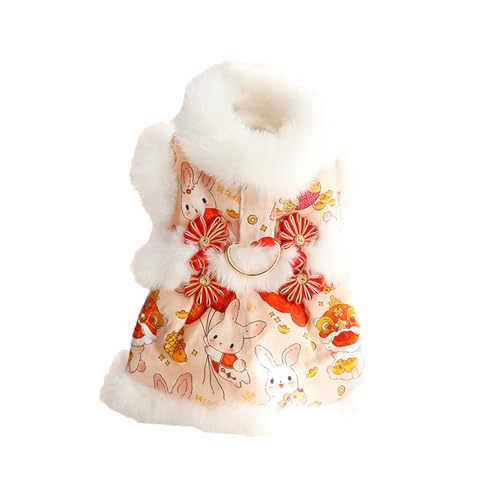 BebeXi Pullover Hunde klein Hunde Fleece pulloverHerbst und Winter, Katzenprinzessin, Tang-Anzug, festlicher Fell-Traktions-Baumwollmantel, Kleiner Hund, Haustier(Color:1,Size:M) von BebeXi