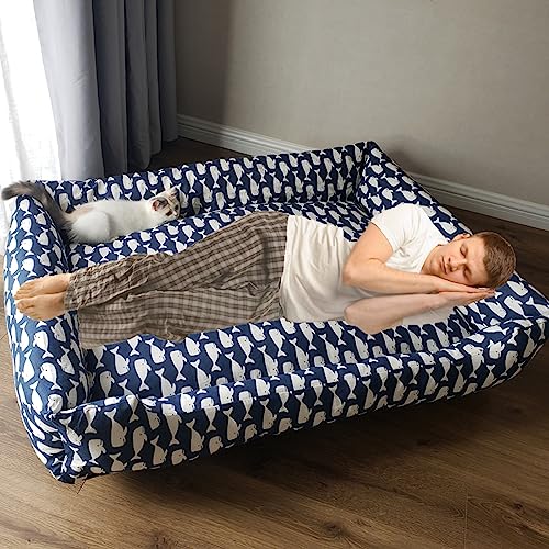 HYQHYX hundebett rund Menschliches Hundebett, 130 cm x 100 cm x 50 cm, schön, bequem, waschbar, gut zum Dösen, orthopädisches Hundebett(Color:4,Size:) von BebeXi