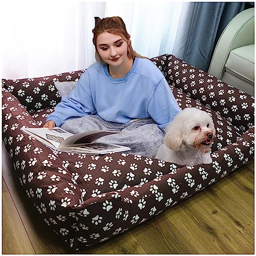 HYQHYX hundebett rund Menschliches Hundebett für Sie und Ihr Haustier, waschbar, 130 cm x 100 cm x 50 cm, Kunststoff zum Schlafen und orthopädisches Hundebett(Color:1,Size:) von BebeXi