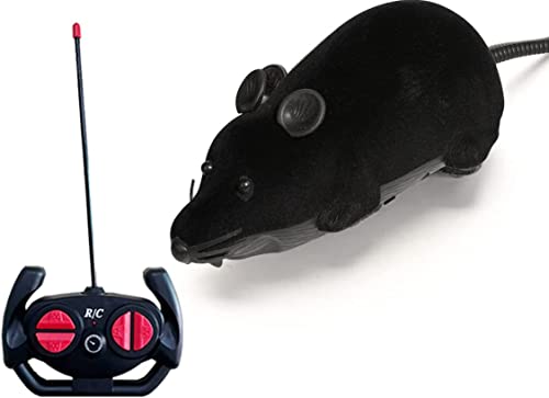 Ferngesteuertes Rattenspielzeug, kabellose Fernbedienung, Maus, Spielzeug, gefälschte riesige realistische Ratten, RC-Spielzeug, Geburtstagsgeschenk, lustiges Katzen- und Hundespielzeug (schwarz) von Bebester