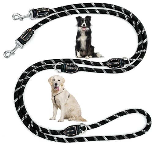 Hundeleine Große Hunde Doppelleine Reflektierend, Hundeleine 3m Verstellbar, Dickes Geflochten Leine Hund mit Karabiner, Bissfest, für Mittelgroße und Große Hunde Aller Größen (13mm × 3 m) von Bebochoi