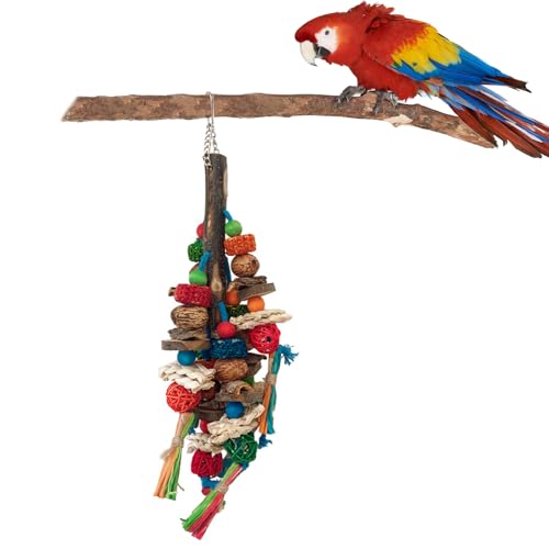 Bebochoi Papageienspielzeug Hängespielzeug, Vogel Kauen Spielzeug, Maiskolben HängekäfigSpielzeug, Mehrfarbig Wellensittich Spielzeug Kauen Zerkleinern Holzblöcke Reißspielzeug zum Kauen, Klettern von Bebochoi