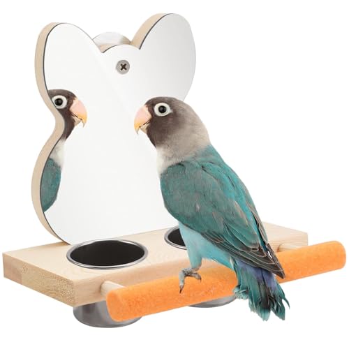 Vogelspiegel mit Sitzstange, Vogelsitzstange mit Spiegel und 2 Fütterung Tassen, Vogelspielzeug, Spiegel Kauspielzeug aus Holz, Käfig Stehen Für Vögel Papagei Spielzeug Haustier Spielzeug Zubehör Vogelspiegel mit Sitzstange, Vogelsitzstange mit Spiegel und 2 Fütterung Tassen, Vogelspielzeug, Spiegel Kauspielzeug aus Holz, Käfig Stehen Für Vögel Papagei Spielzeug Haustier Spielzeug Zubehör von Bebochoi