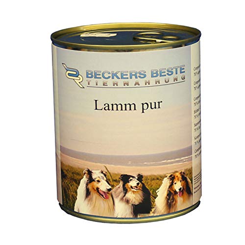 Beckers Beste Tiernahrung - getreidefrei Hundefutter Lamm pur 12x 820 g - Nassfutter für Hunde - Dosenfutter Allergie – Barf verzehrfertig- für große & kleine Hunde von Beckers Beste Tiernahrung