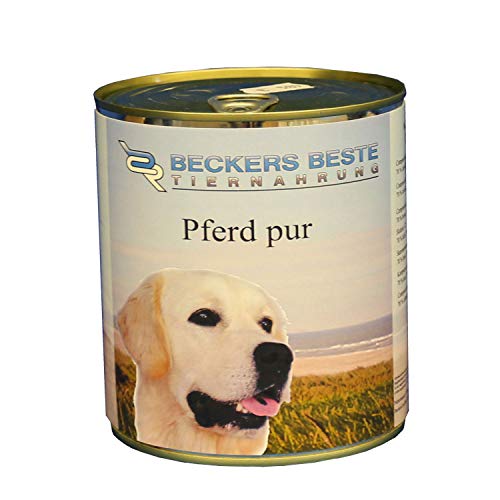 Beckers Beste Tiernahrung - getreidefrei Hundefutter Pferd pur 12x 820 g - Nassfutter für Hunde - Dosenfutter Allergie – Barf verzehrfertig- für große & kleine Hunde von Beckers Beste Tiernahrung