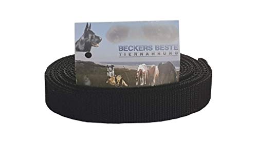 Beckers Beste Tiernahrung Nylonleine Ohne Schlaufe Nylon | Nylon Hundeleine | Nylon Arbeitsleine | Führleine | Trainingsleine | Signal Farben | Langlebig und Sehr Robust (2 m, Schwarz) von Beckers Beste Tiernahrung