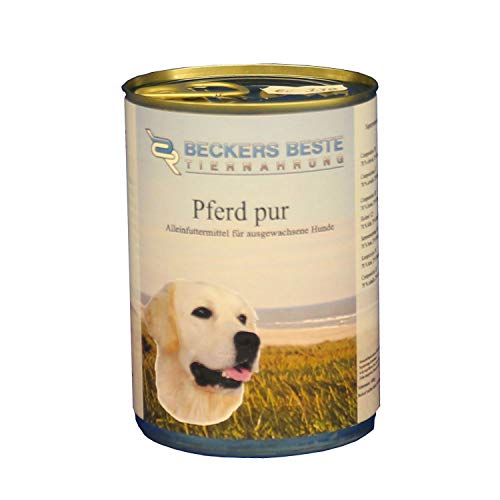 Beckers Beste Tiernahrung - getreidefrei Hundefutter Pferd pur 12x 410 g - Nassfutter für Hunde - Dosenfutter Allergie – Barf verzehrfertig- für große & kleine Hunde von Beckers Beste Tiernahrung