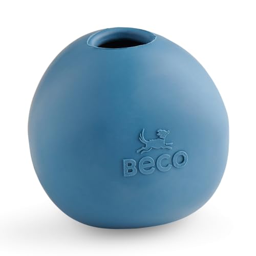 Beco Hundespielzeug - Naturkautschuk Wackelball Apportieren Hüpfball Leckerli Ball Blau von Beco