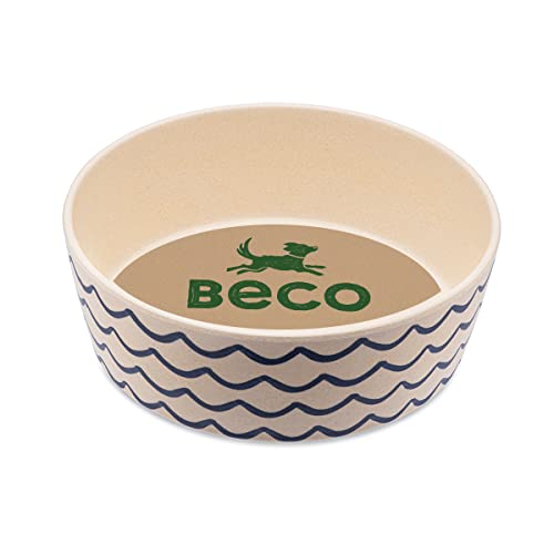 Beco Hundenapf – Futter- und Wassernapf, Bambus, Ozeanwellen, (groß, 18,5 cm Durchmesser) von Beco
